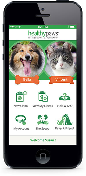 Healthy Paws Pet Insurance mobile app