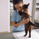 Vet with cat