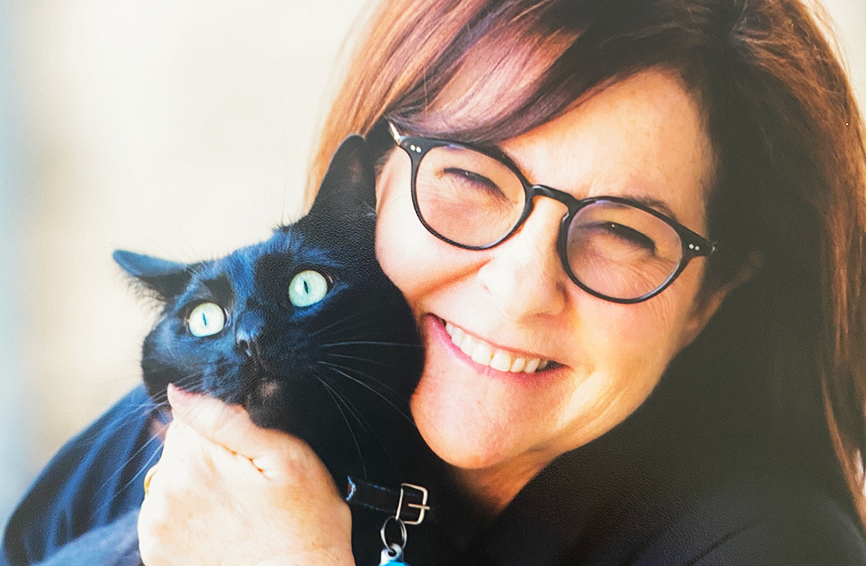 Cathy and her cat Rook